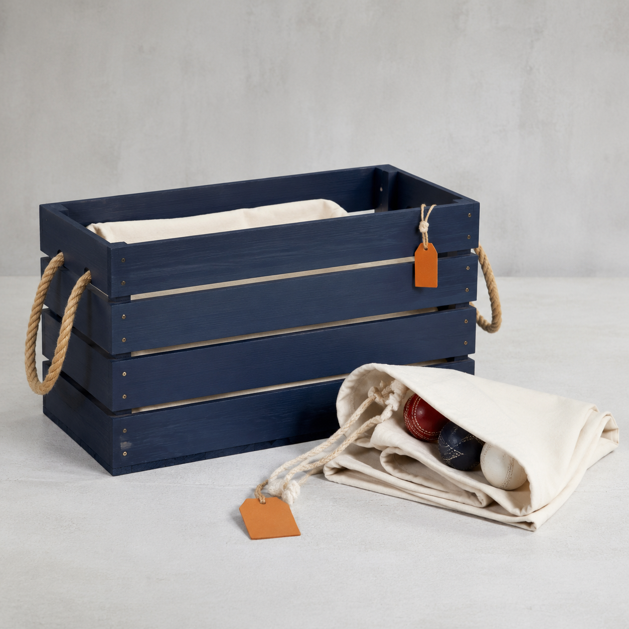 Kit Crate — Navy crate and canvas ball bag